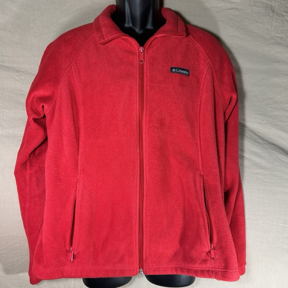 Columbia Sportswear Red Full Zip Fleece Jacket Women's M Soft Casual Outdoor